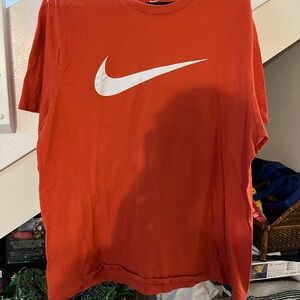 Nike Red and White Short Sleeve Tee with Iconic Swoosh